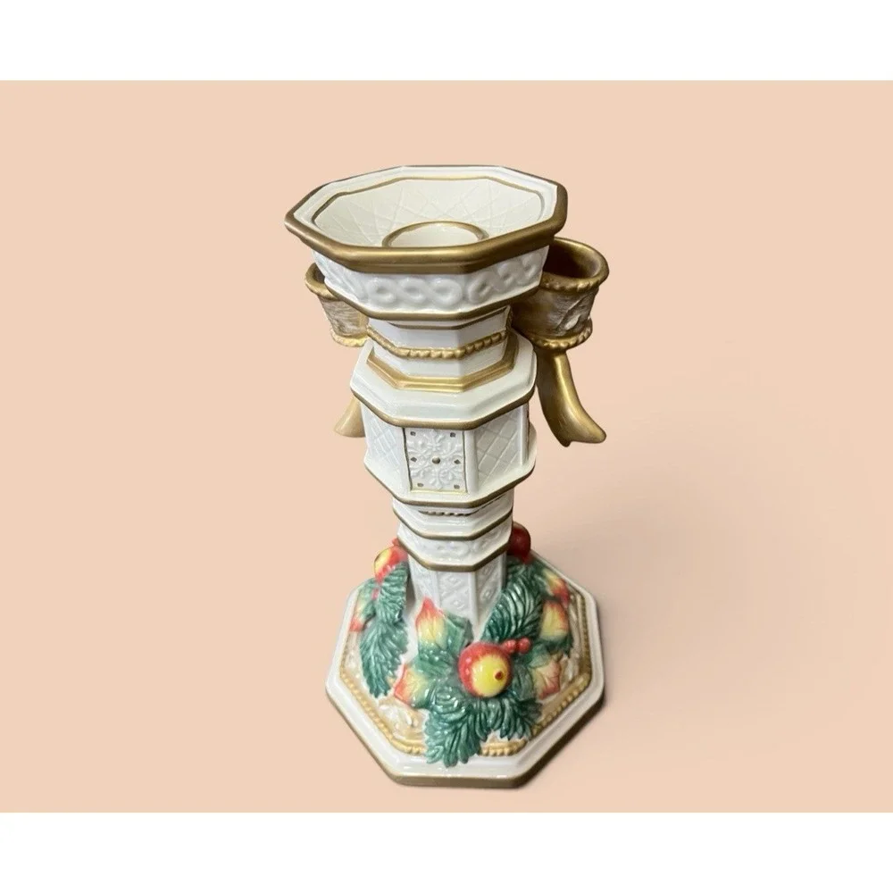 Fitz & Floyd Classics Snowy Woods Candlestick Taper Votive Pillar Candle Berries